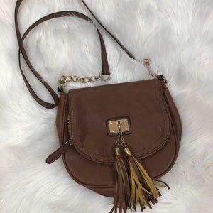 Light Brown Crossbody Purse Tassel Gold Chain
